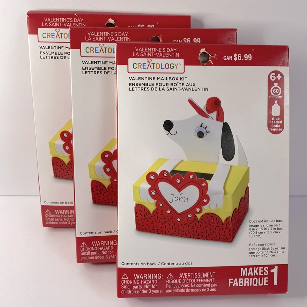 Valentine’s Day craft dog mailbox kit lot of 3